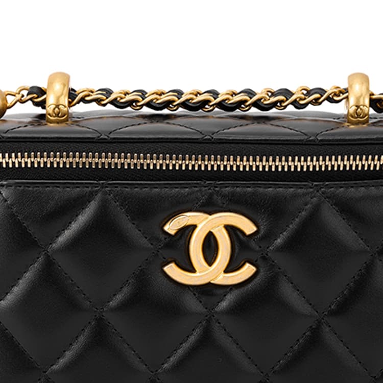 Женская косметичка из коровьей кожи, сумка-коробка, сумка через плечо, сумка через плечо CHANEL черного цвета