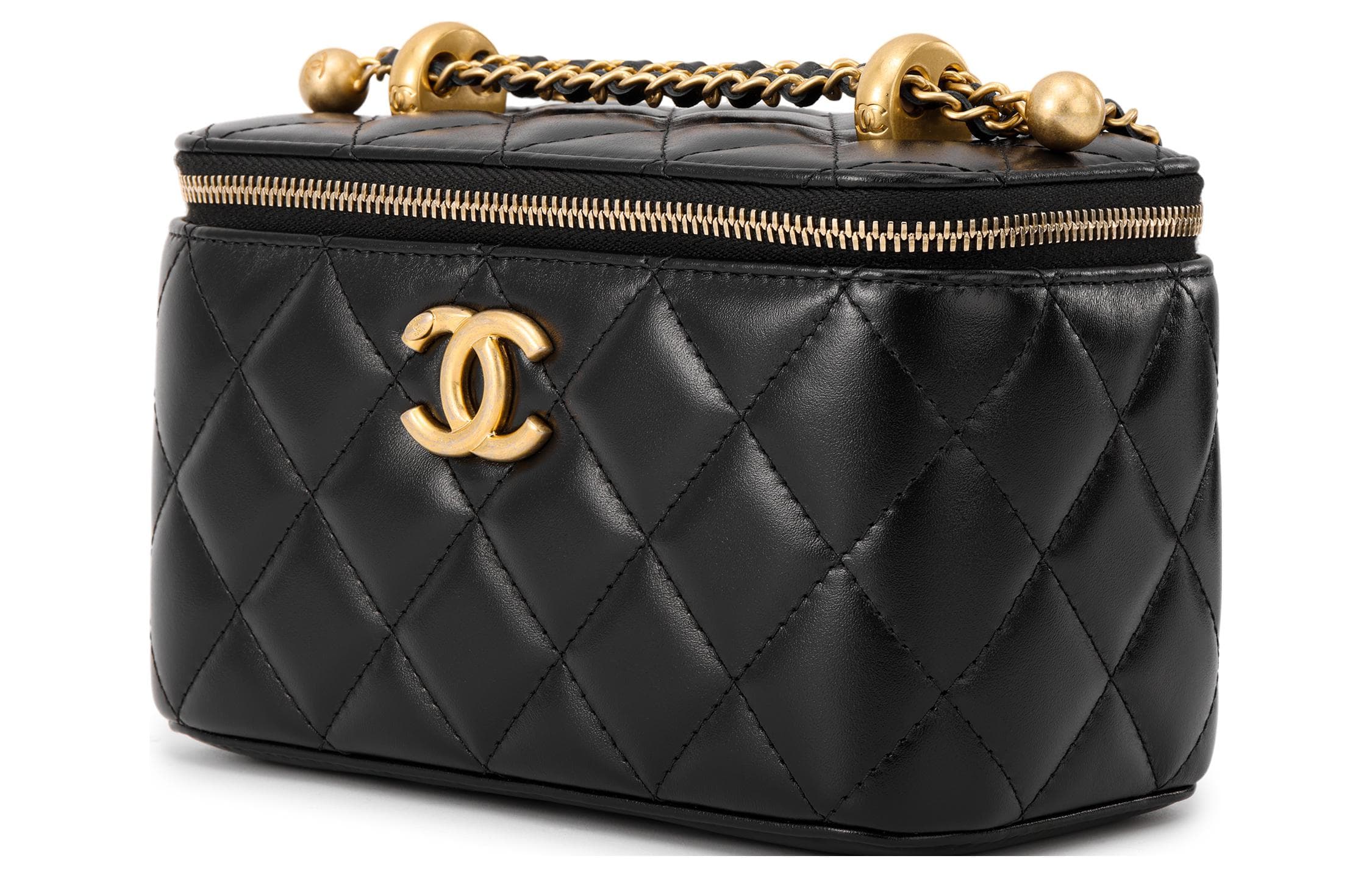 Женская косметичка из коровьей кожи, сумка-коробка, сумка через плечо, сумка через плечо CHANEL черного цвета