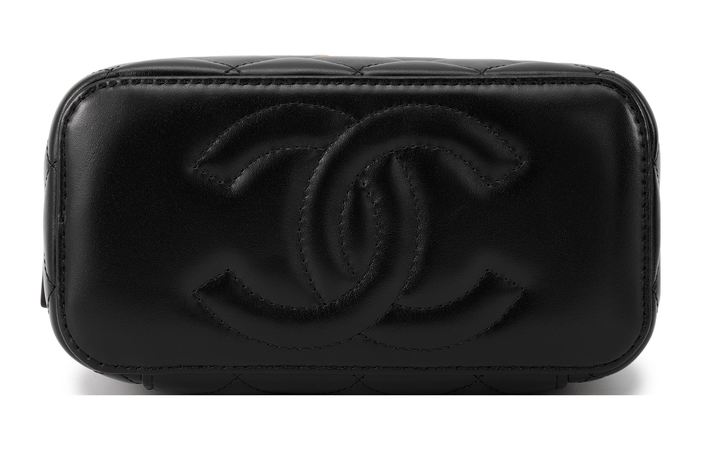 Женская косметичка из коровьей кожи, сумка-коробка, сумка через плечо, сумка через плечо CHANEL черного цвета