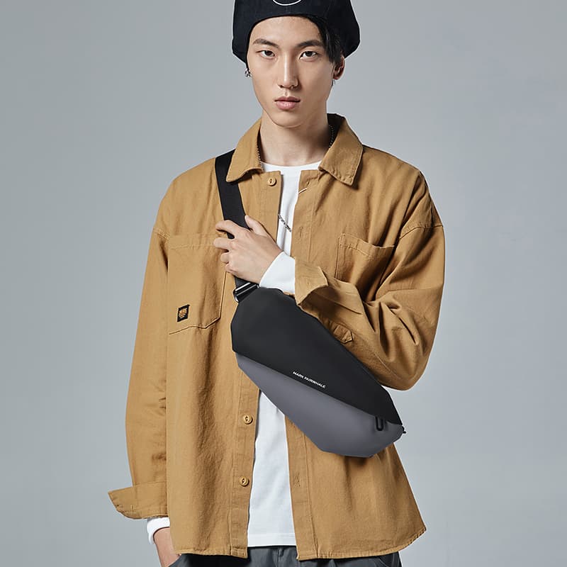 FAIRWHALE Сумка через плечо из искусственной кожи, сумка через плечо, средняя мужская серо-черная