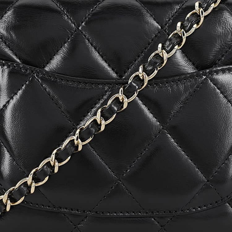 Сумка CHANEL с клапаном из полированной овчины, сумка через плечо, сумка через плечо женская черная