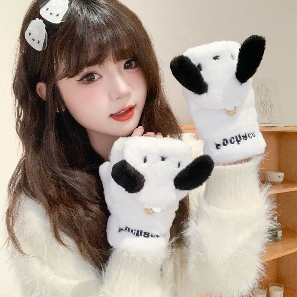 Sanrio Pacha Dogs Женские вязаные перчатки из полиэстера