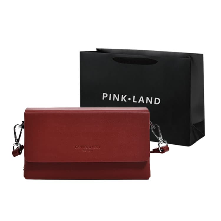 PINK·LAND PU Small Square Bag Trendy Shoulder Bag Regular Women's Burgundy/Black/White