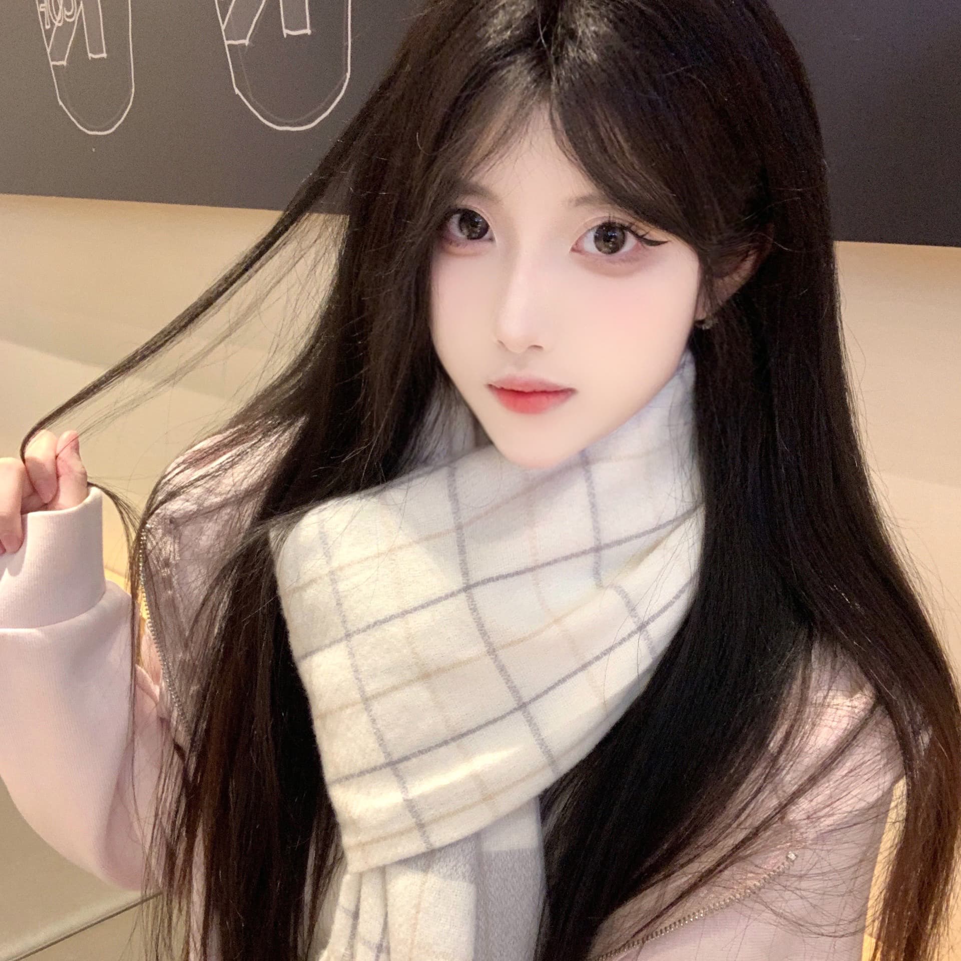 Вязаные шарфы PEAK из искусственного кашемира унисекс, экрю, черный