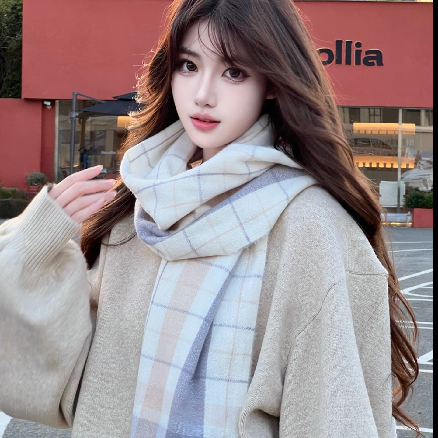 Вязаные шарфы PEAK из искусственного кашемира унисекс, экрю, черный