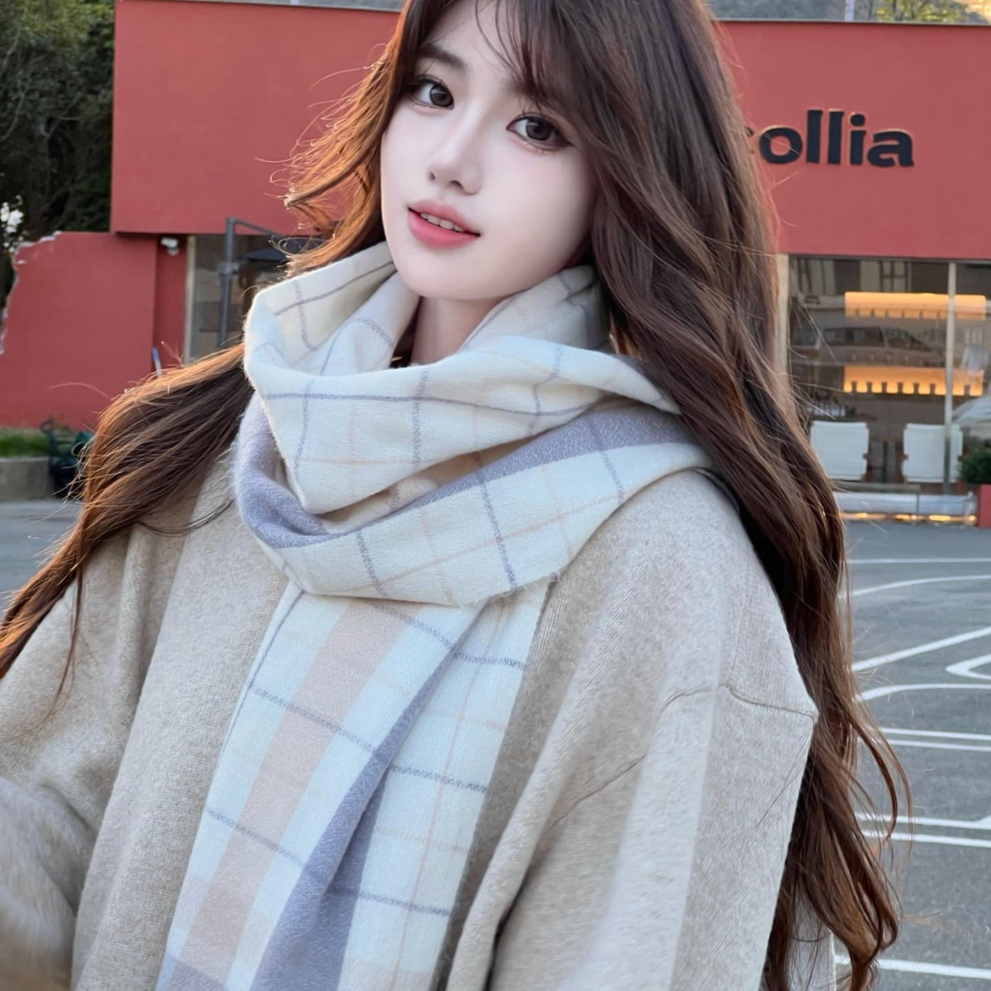 Вязаные шарфы PEAK из искусственного кашемира унисекс, экрю, черный