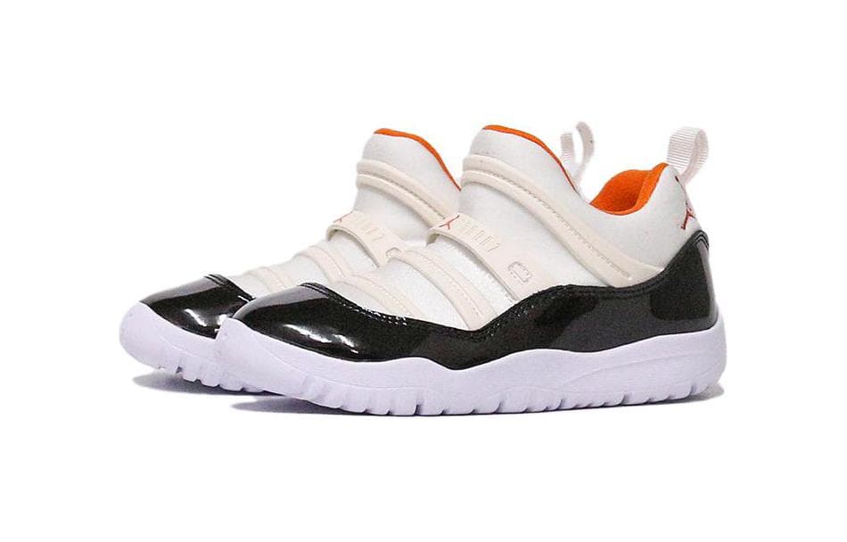 Jordan Air Jordan 11 Retro Little Fle Низкие кроссовки для малышей Черный Белый Оранжевый Для младенцев и малышей