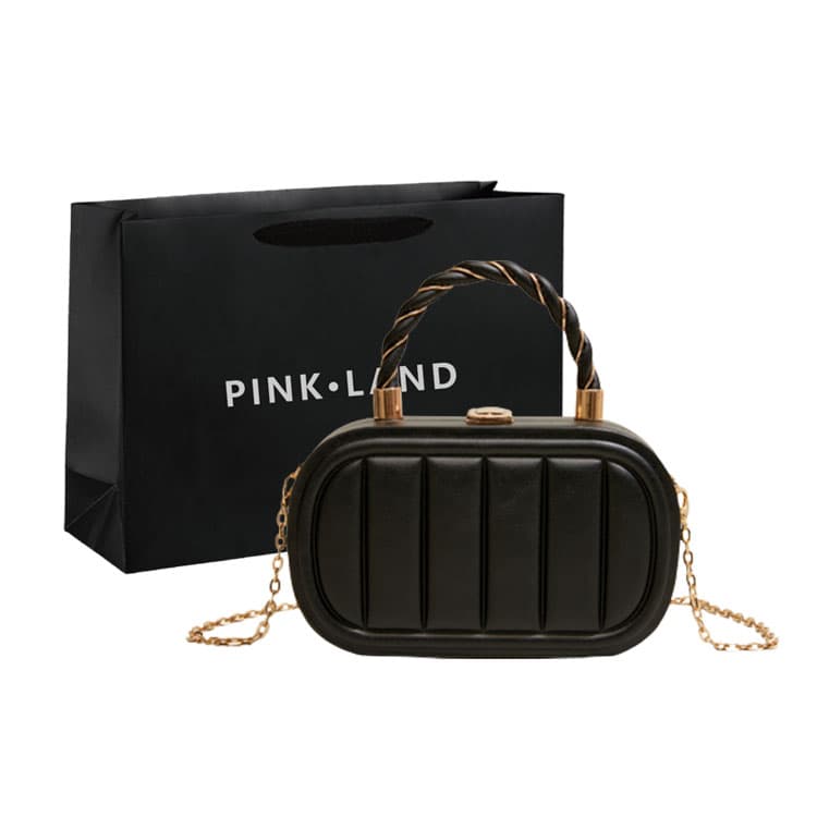 PINK·LAND PU Portable Box Crossbody Bag Regular Women's Black/White
