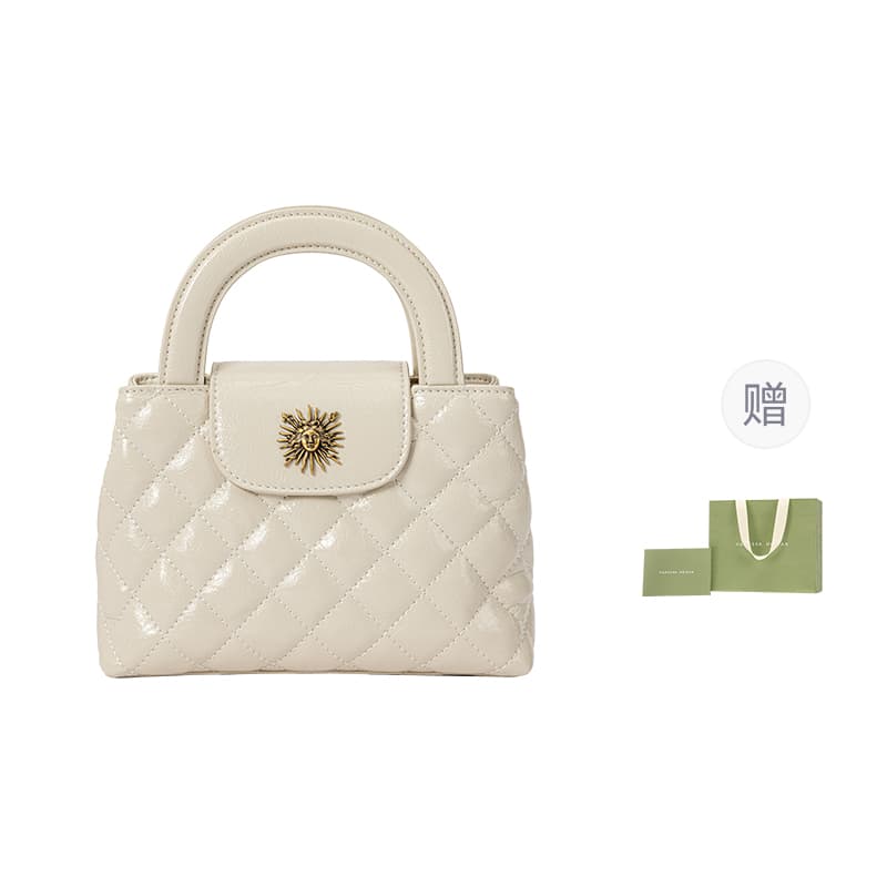 VANESSA HOGAN Женская сумка через плечо Helios Series из коровьей кожи с ромбовидной сеткой, экрю/черный