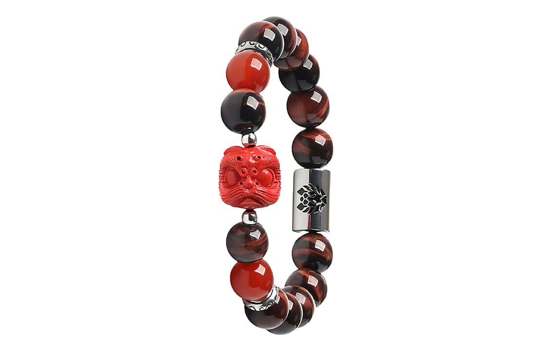 Rastaclat Серебряный Блеск Обсидиана Маленький Лев Китайский Стиль Браслет Из Бисера Унисекс Черный