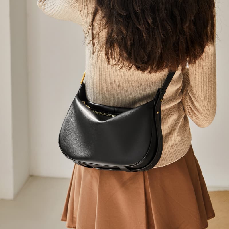 Сумка через плечо Narandu из коровьей кожи, большая женская сумка через плечо карамельно-коричневого цвета/полночно-черного цвета