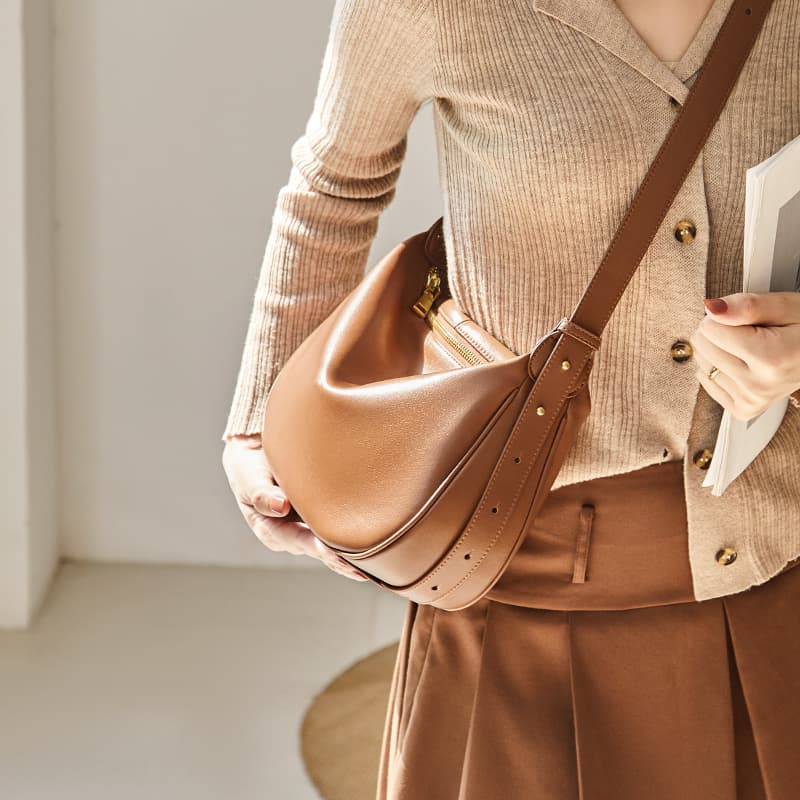 Сумка через плечо Narandu из коровьей кожи, большая женская сумка через плечо карамельно-коричневого цвета/полночно-черного цвета