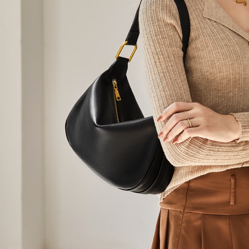 Сумка через плечо Narandu из коровьей кожи, большая женская сумка через плечо карамельно-коричневого цвета/полночно-черного цвета