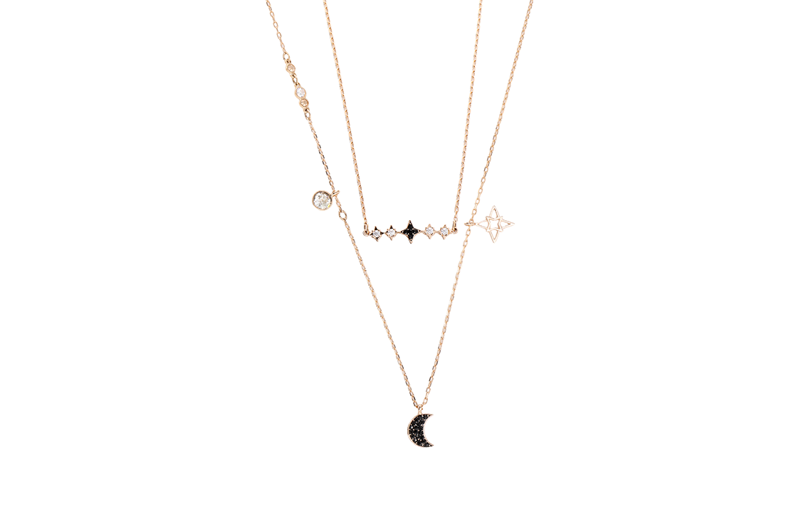 Двухслойное ожерелье с искусственными кристаллами Swarovski, женское, черное