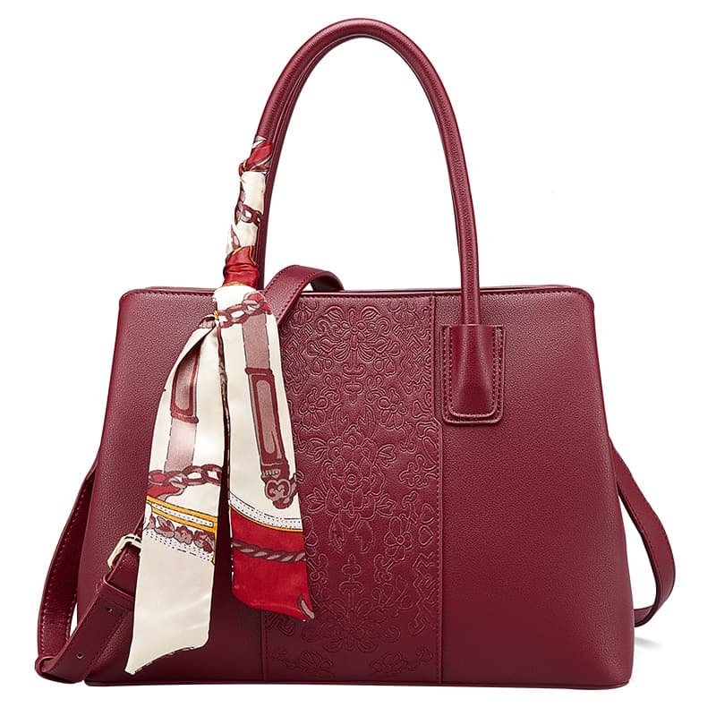 YEARCON Synthetic Leather Handbag Women's Ecru/Burgundy/Apricot