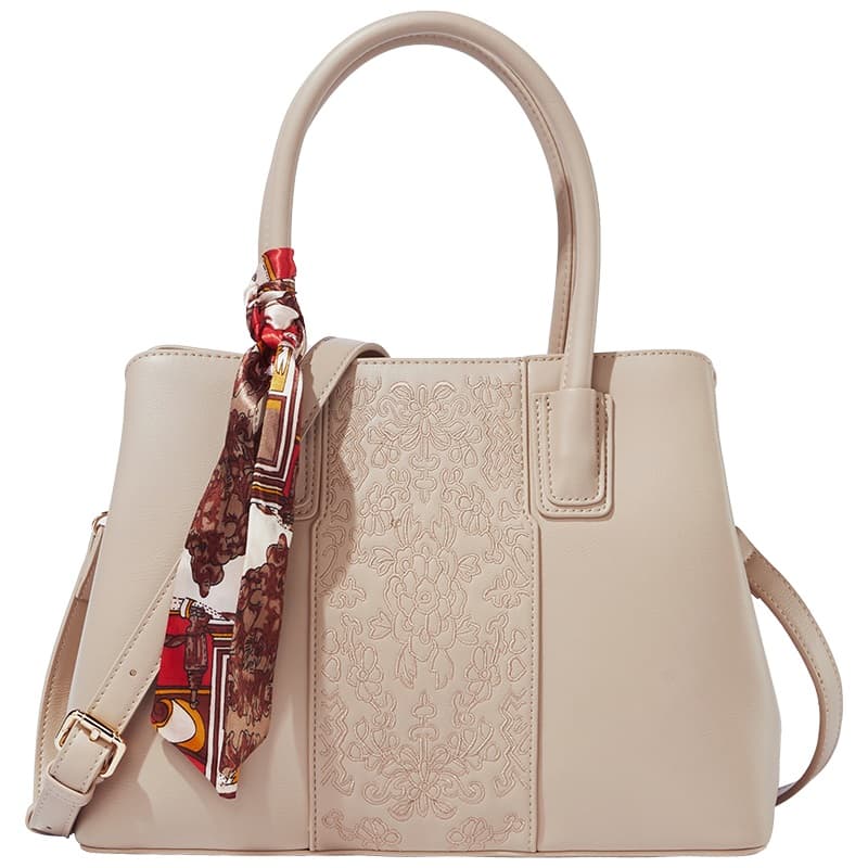 Женская сумка YEARCON из синтетической кожи цвета экрю/бордового/абрикоса