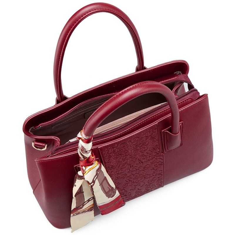 Женская сумка YEARCON из синтетической кожи цвета экрю/бордового/абрикоса