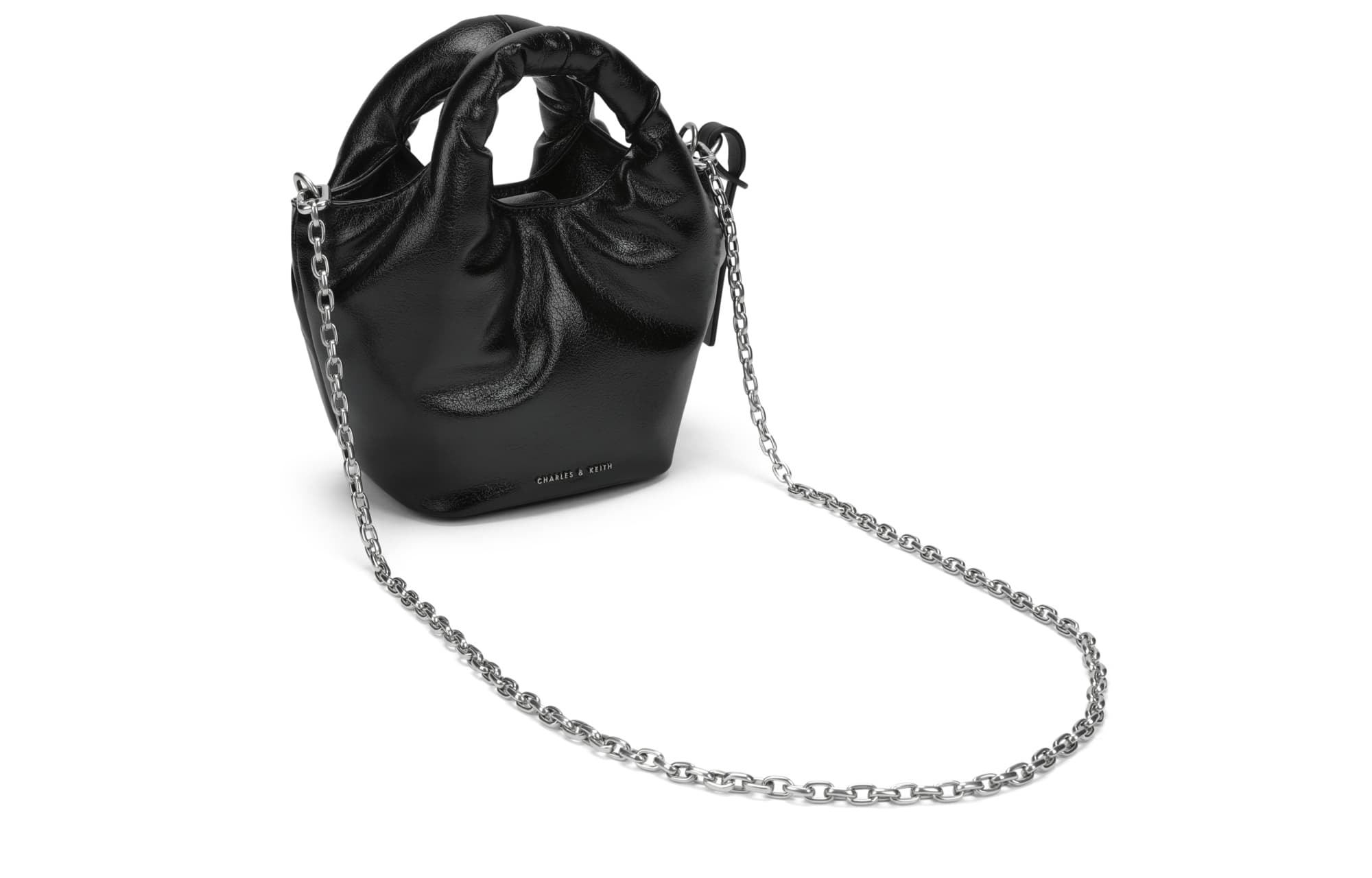 CHARLES&KEITH Сумки-ведра из искусственной кожи Сумка через плечо Сумка через плечо Малый размер Женская нуар черная