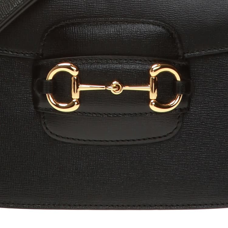 GUCCI Horsebit 1955 Кожаная сумка через плечо Женская черная сумка через плечо