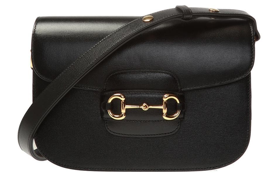 GUCCI Horsebit 1955 Leather Saddle Bag Crossbody Shoulder Bag Women's Black