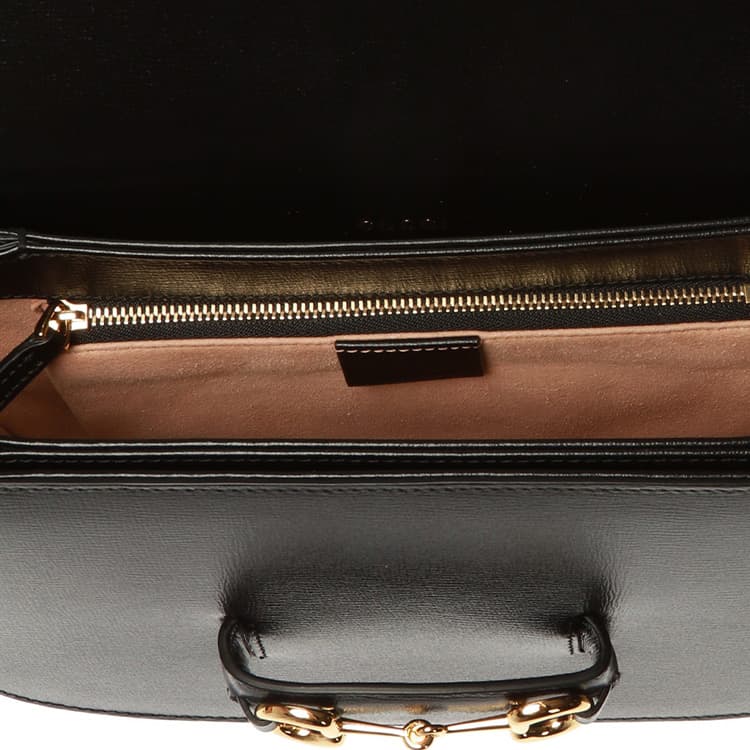 GUCCI Horsebit 1955 Кожаная сумка через плечо Женская черная сумка через плечо