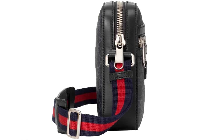 GUCCI Canvas с кожаной сумкой через плечо, сумка через плечо, мужская сумка через плечо, черный, серый цвет