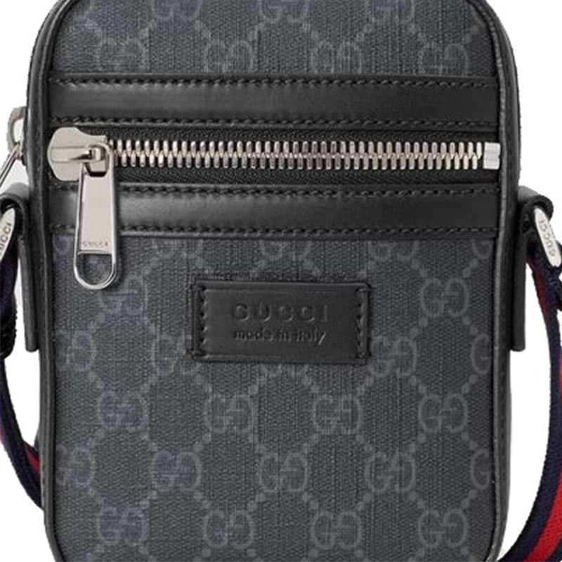 GUCCI Canvas с кожаной сумкой через плечо, сумка через плечо, мужская сумка через плечо, черный, серый цвет