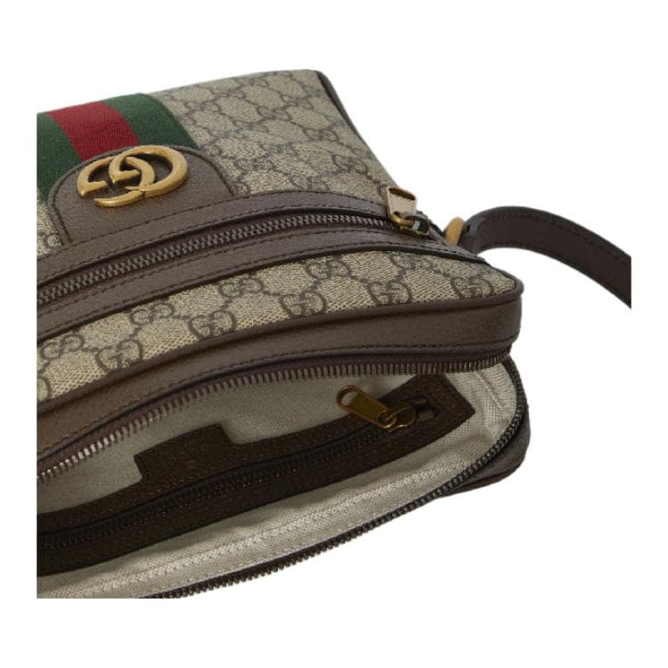 Маленькая сумка-мессенджер GUCCI Ophidia Бежевый/Эбеновый клен