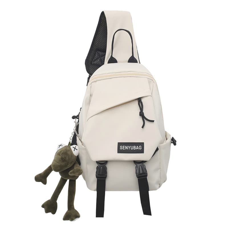 OUZIHUANG Nylon Sling Bag Regular Unisex Black/Black White Gray/White/Green White Orange/Blue White Pink