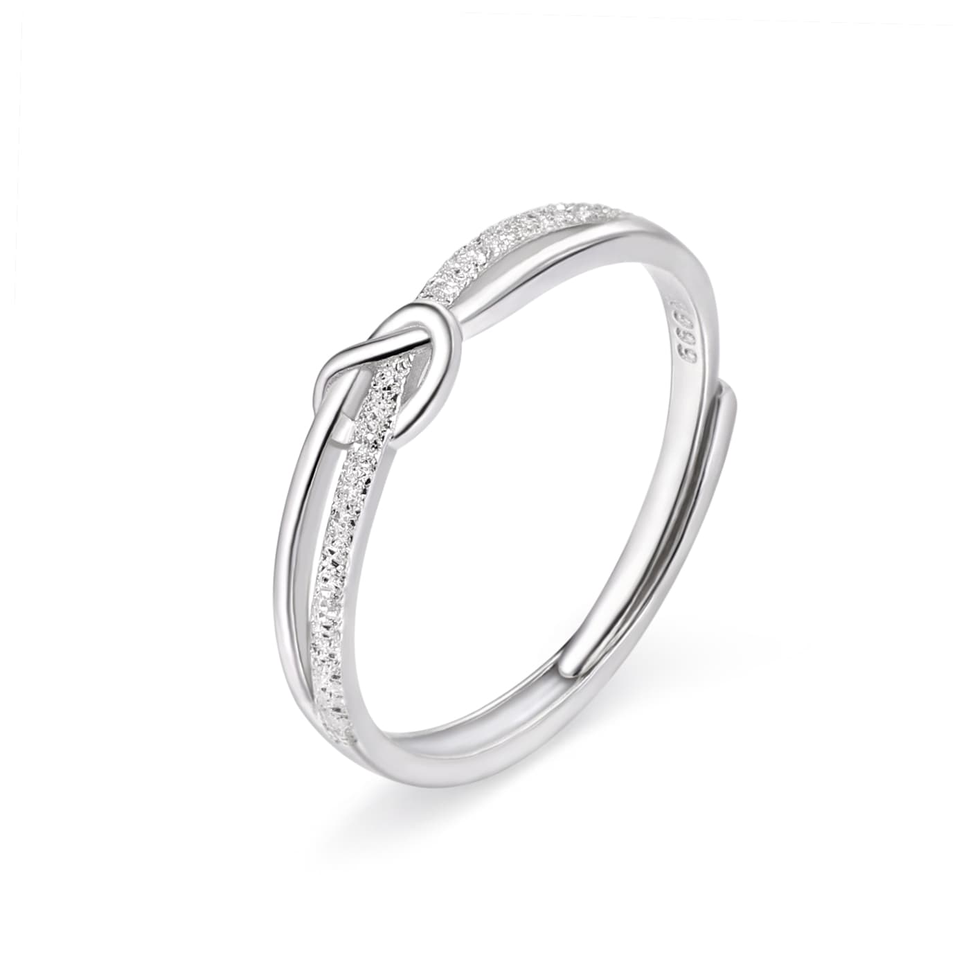 MGS Стерлинговое серебро Нишевый дизайн Светлое роскошное кольцо на палец с узлом Матовые открытые регулируемые кольца Женские кольца для пар