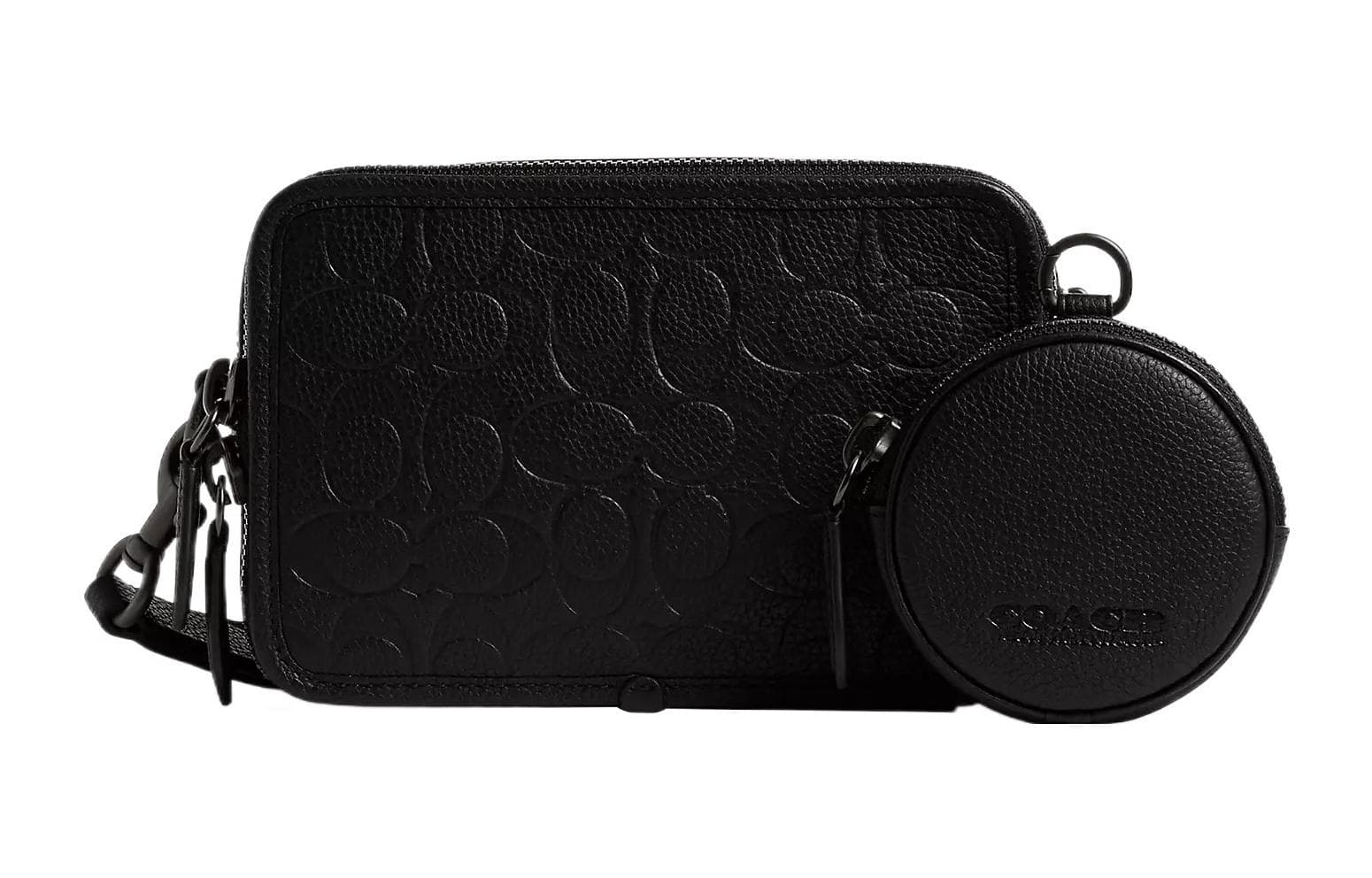 COACH Charter Cow Leather Shoulder Bag, Crossbody Bag Small Men's Black