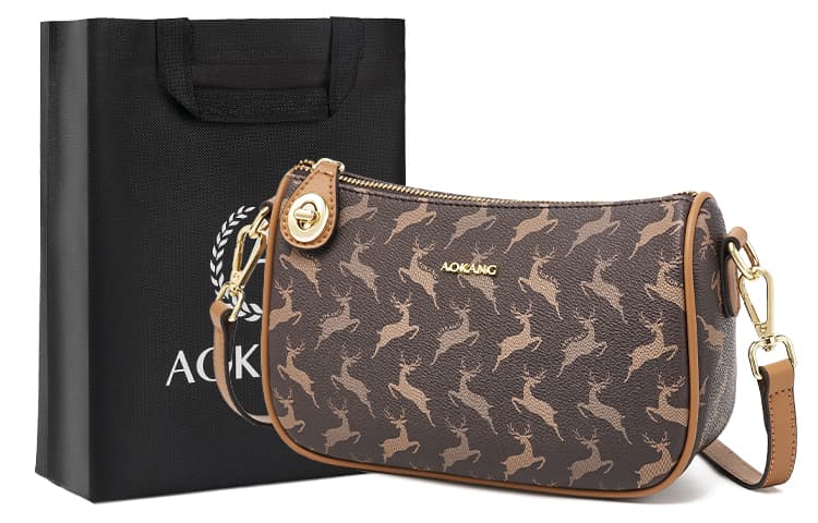 AOKANG Сумка через плечо из ПВХ, женская сумка через плечо среднего размера, цвета какао, кофе/ореха, абрикоса