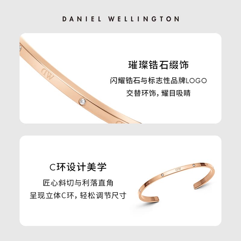 Daniel Wellington Alloy XK Золотое покрытие, браслеты из синтетического циркония унисекс розовое золото