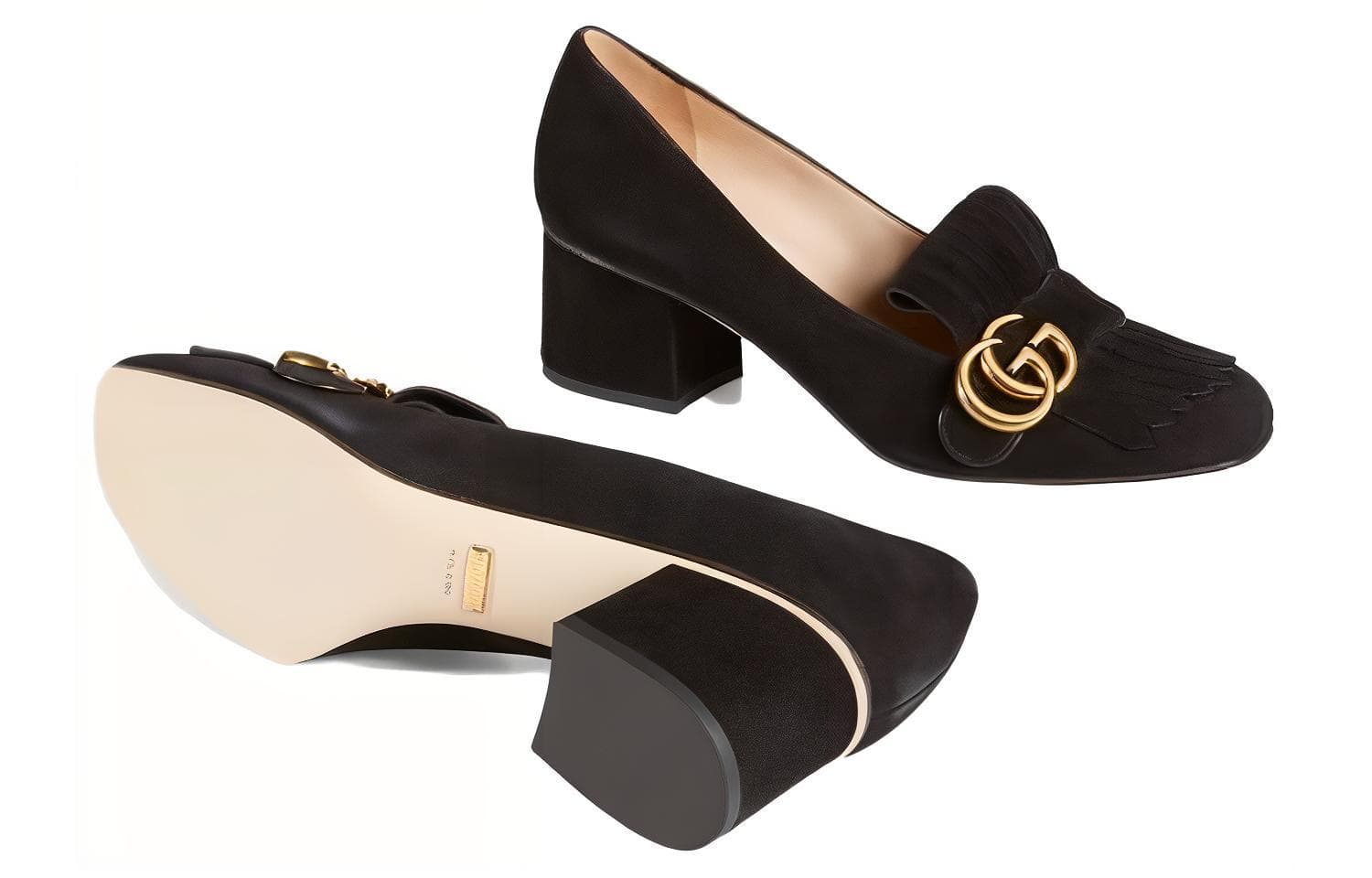 GUCCI Женские туфли на высоком каблуке на массивном каблуке 5,5 см, черные
