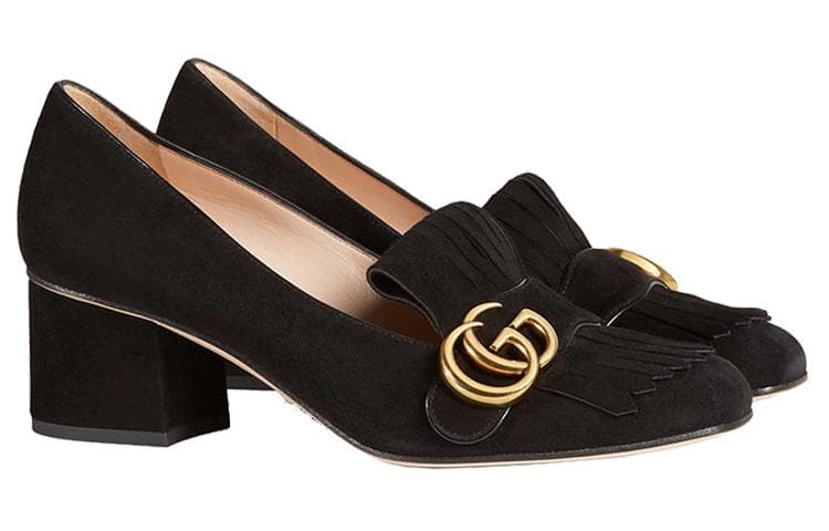 GUCCI Женские туфли на высоком каблуке на массивном каблуке 5,5 см, черные