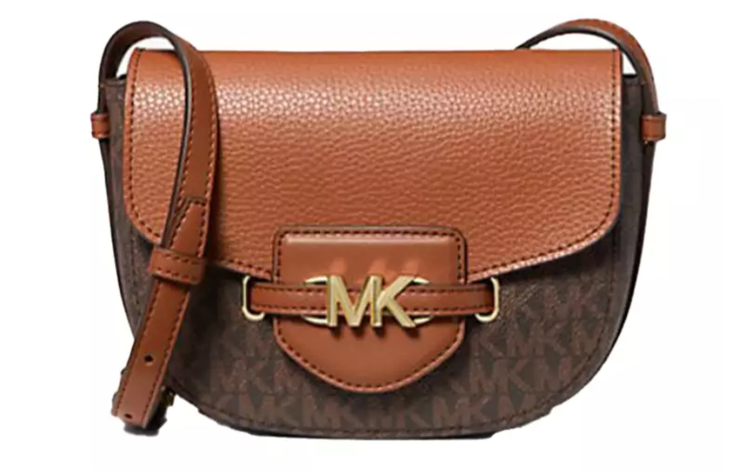 MICHAEL KORS PVC Saddle Bag Shoulder Bag Crossbody Bag Small Size Women's Brown & Coffee