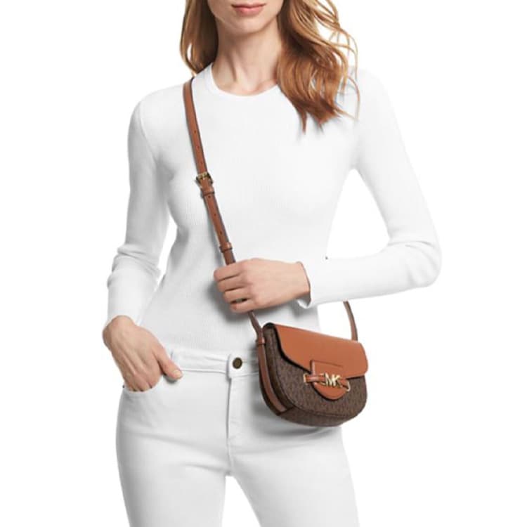 MICHAEL KORS Сумка-седло из ПВХ Сумка через плечо Сумка через плечо Малый размер Женская коричнево-кофейная сумка