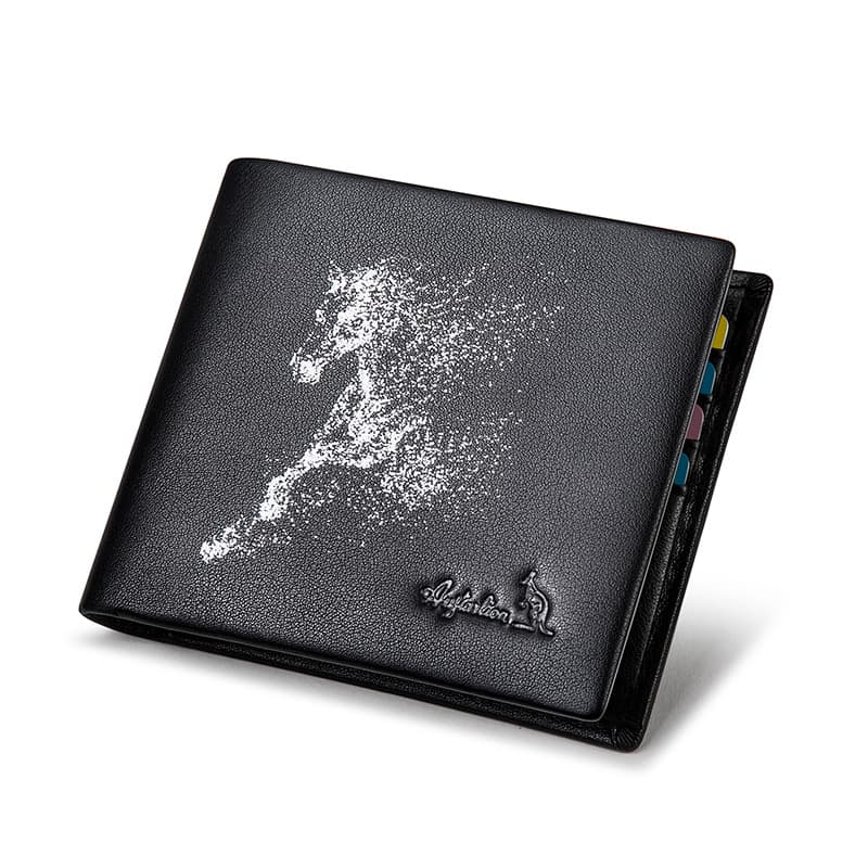 AUGTARLION Кошелек из коровьей кожи с зажимом для денег, мужской черный