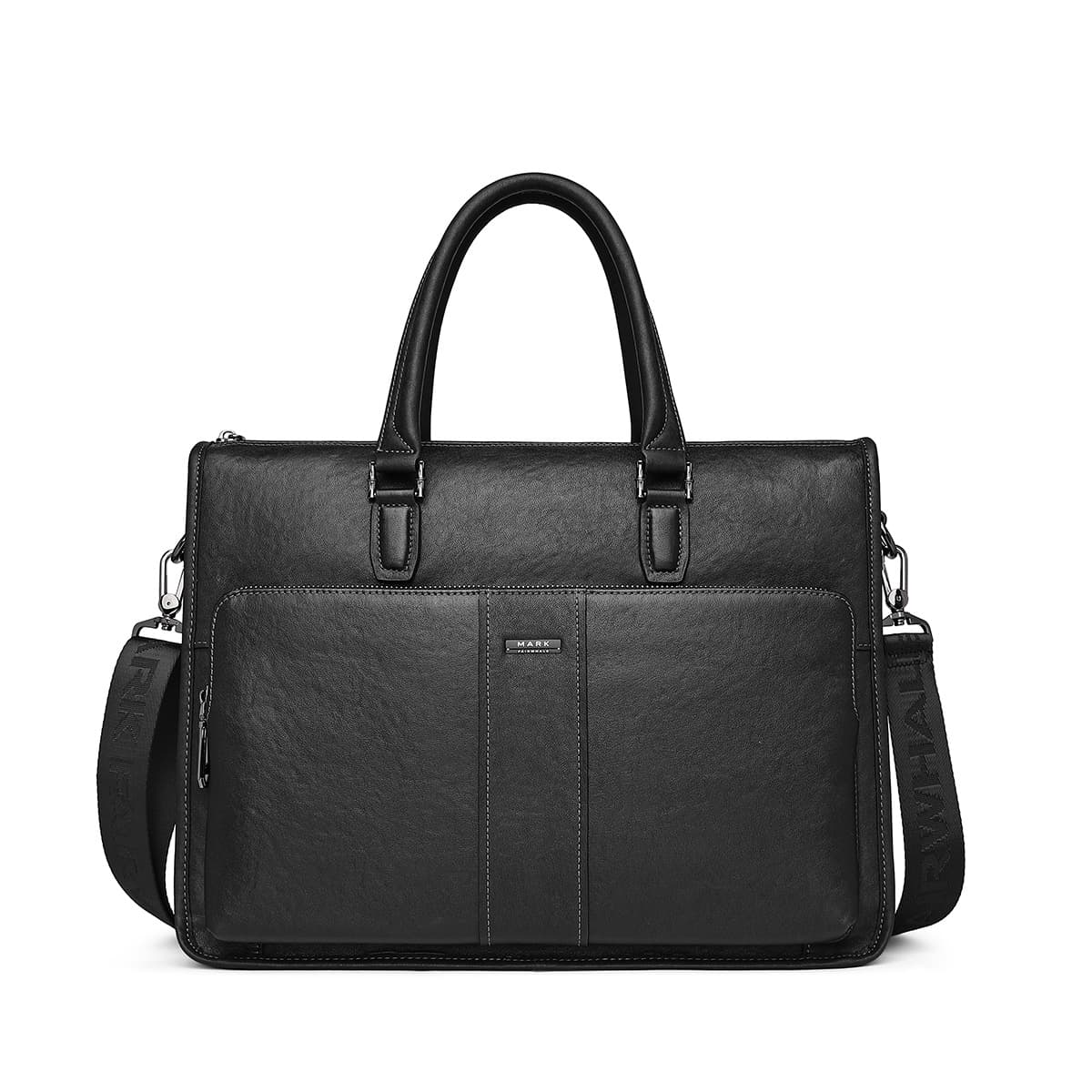 FAIRWHALE Top Grain Cow Leather Laptop Bag, Handbag, Briefcase Large Men's Black