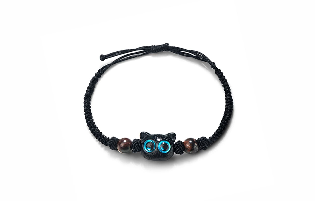 Женский керамический браслет Muyan с круглыми бусинами «Черный кот»