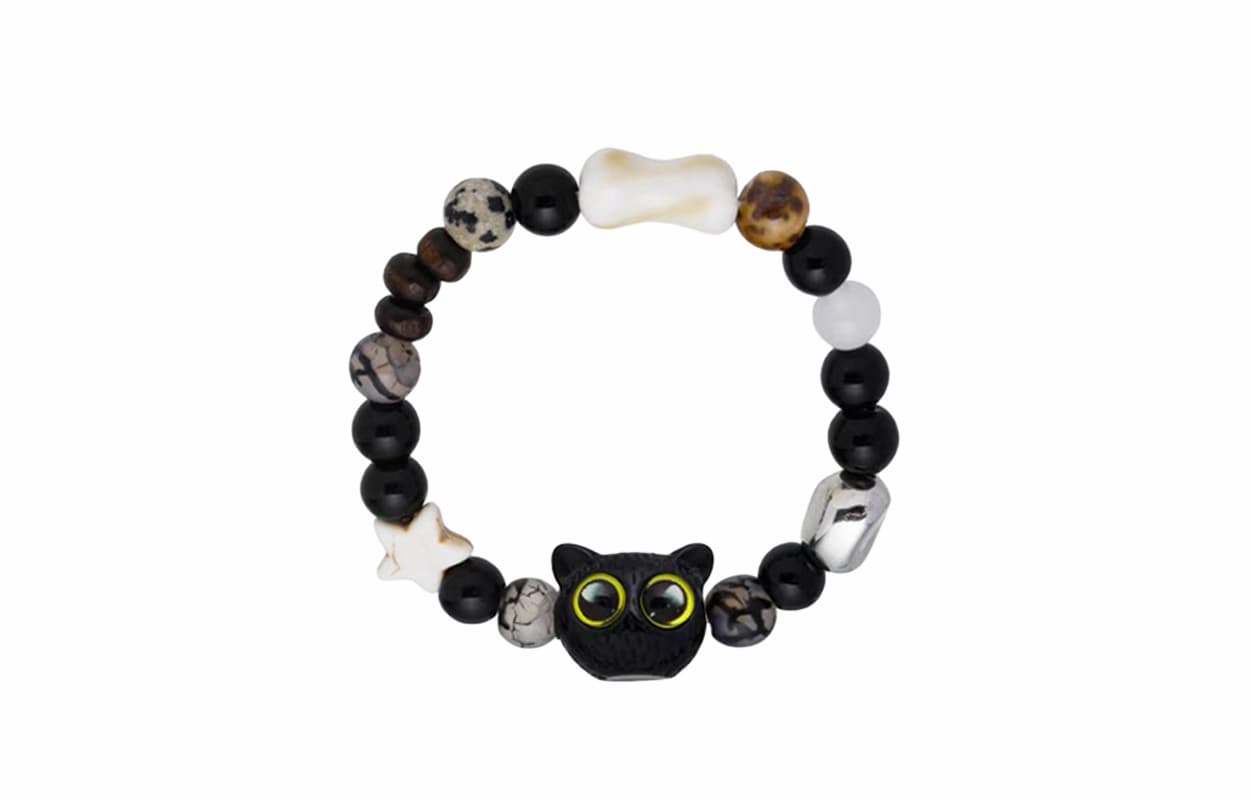Женский керамический браслет Muyan с круглыми бусинами «Черный кот»