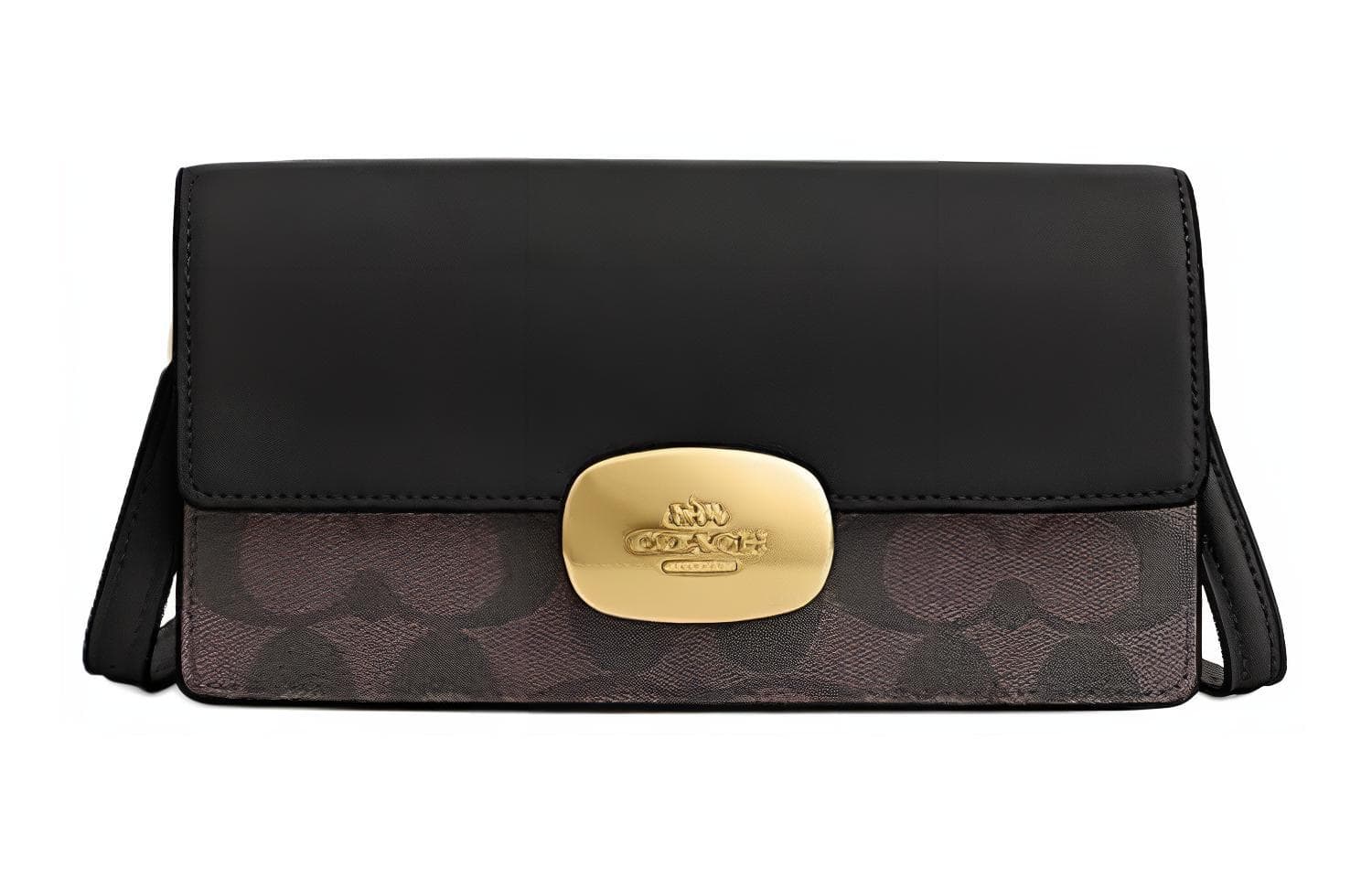 COACH Eliza Cow Leather Patchwork PVC Small Square Bag Shoulder Bag Crossbody Bag Small Size Women's Brown & Black