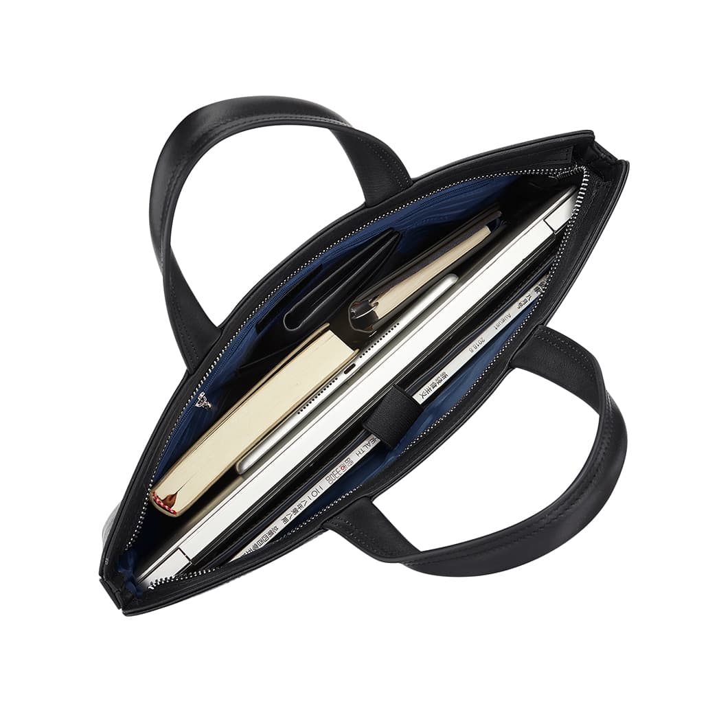 WilliamPOLO Сумки из коровьей кожи с верхним покрытием Портфели Обычные мужские черные