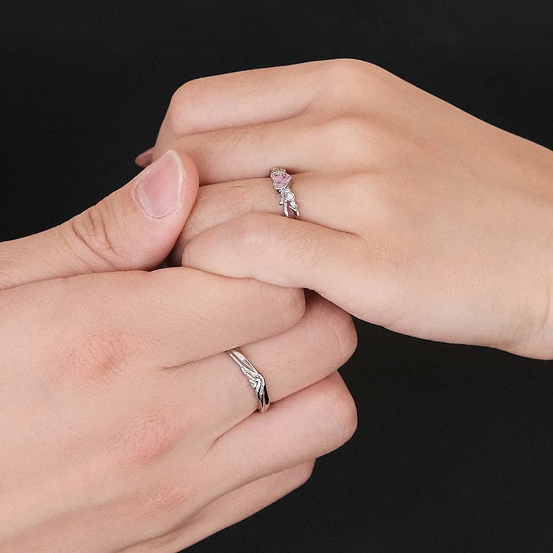 Подарочный набор унисекс с кольцами CIROCCO с розовым цирконием