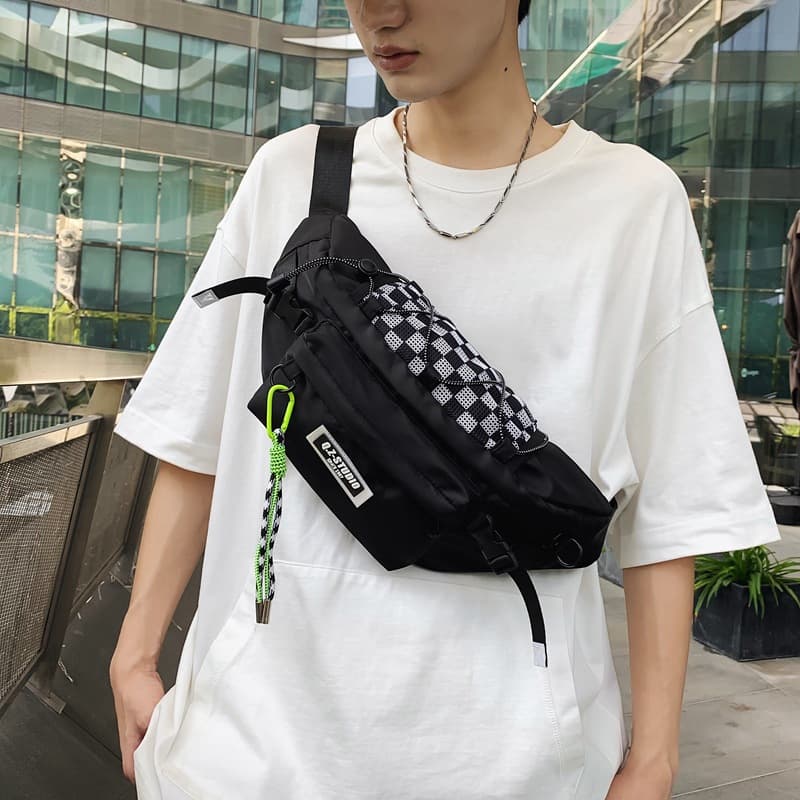 GEERDUN Нейлоновая сумка через плечо на одно плечо Сумка-слинг Обычный унисекс Черный/Белый/Хаки