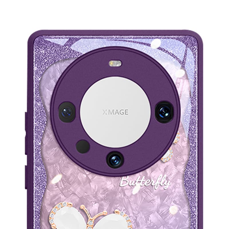 GGUU стеклянный материал перламутровые чехлы для телефонов с бабочкой и защитой от отпечатков пальцев Huawei Mate60 Pro модные