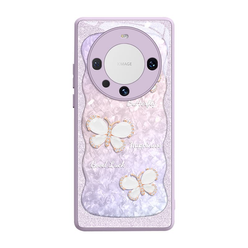 GGUU стеклянный материал перламутровые чехлы для телефонов с бабочкой и защитой от отпечатков пальцев Huawei Mate60 Pro модные
