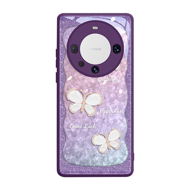 GGUU стеклянный материал перламутровые чехлы для телефонов с бабочкой и защитой от отпечатков пальцев Huawei Mate60 Pro модные