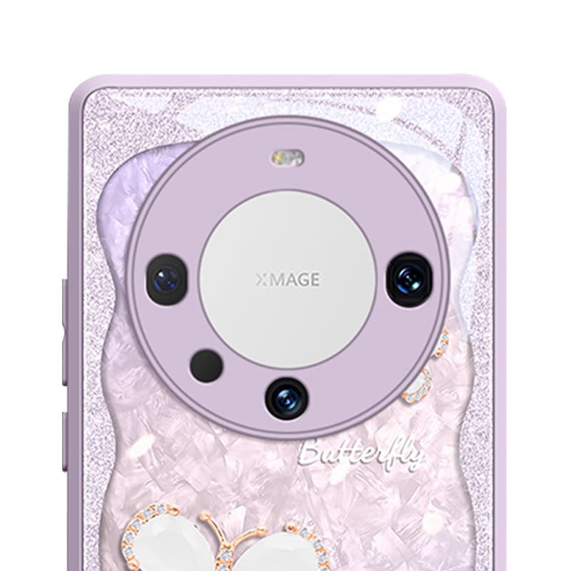 GGUU стеклянный материал перламутровые чехлы для телефонов с бабочкой и защитой от отпечатков пальцев Huawei Mate60 Pro модные