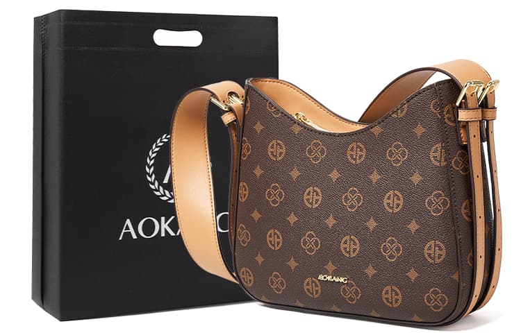 AOKANG Сумка через плечо из поливинилхлорида из ПВХ с синтетической кожей, женская сумка через плечо цвета кофе/бежевого цвета